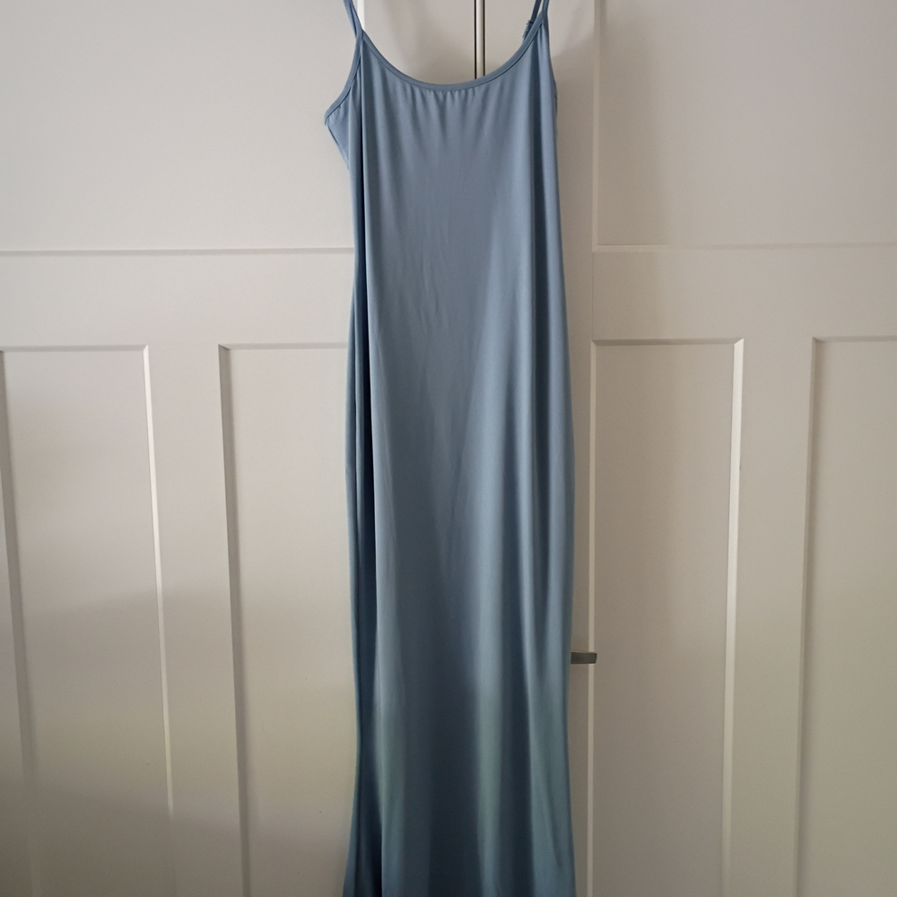 Blue Maxi Slip Dress - Lightweight Women's Evening Dress